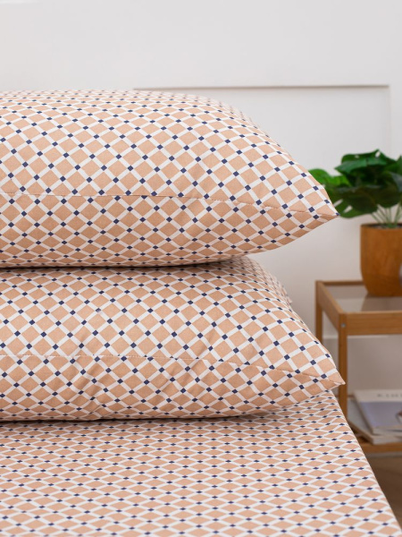 Наволочка 50*70 см, бязь "Комфорт", на пуговицах (Виши, бежевый)