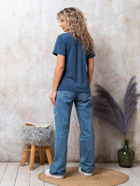 Футболка женская, модель 155, трикотаж (Джинс)