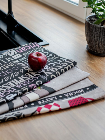 Комплект вафельных полотенец 48*60 см, 3 штуки (Мокко, черный)