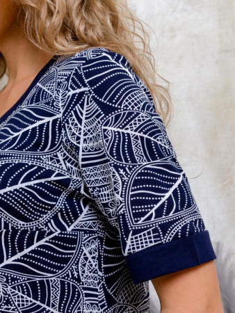 Халат женский, модель 124,трикотаж  (Листья)