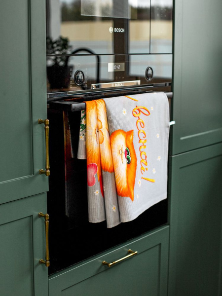 Комплект вафельных полотенец 48*60 см, 3 штуки (Обнимяу)