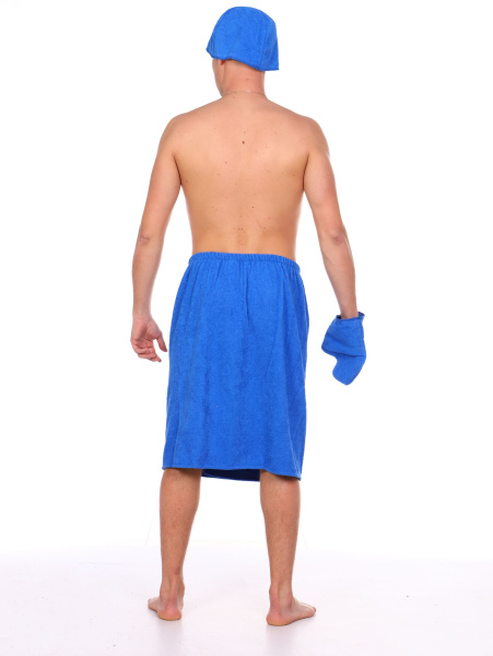 Комплект для сауны мужской,100% хлопок (Синий                )