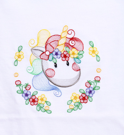 Футболка для девочки, модель 322, трикотаж (Единорожка в цветах)