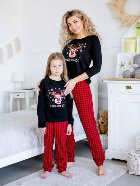 Пижама детская, модель 324, трикотаж (Олень Хо-хо-хо)