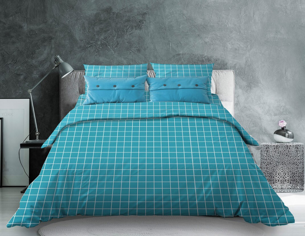 Простыня Евро, бязь "Комфорт" (Таттерсол, морская волна)