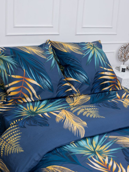 Комплект постельного белья Евростандарт, перкаль (Мира, синий)