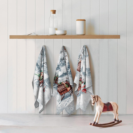 Комплект полотенец 48*60 см, 3 шт., рогожка (Ретро Новый год)