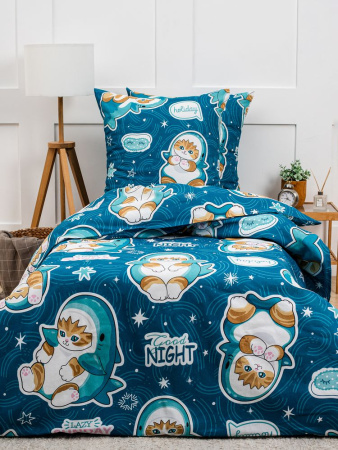 Наволочка 70*70 см, бязь "Комфорт", детская расцветка (Кот Акула)