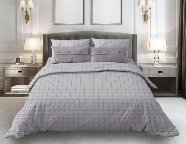 Комплект постельного белья 1,5-спальный, бязь "Комфорт" (Таттерсол, светло-серый)