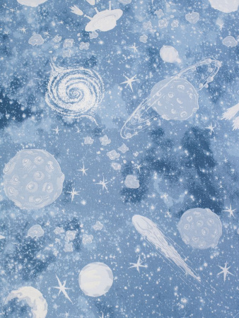 Простыня на резинке 080*160 см, перкаль, детская расцветка (Космос)