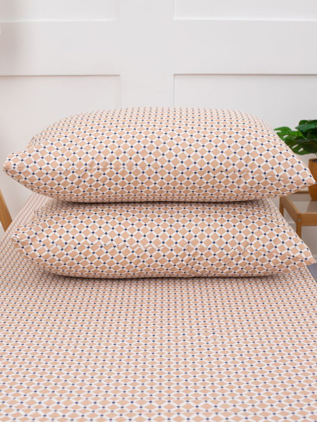 Наволочка 50*70 см, бязь "Комфорт", на пуговицах (Виши, бежевый)