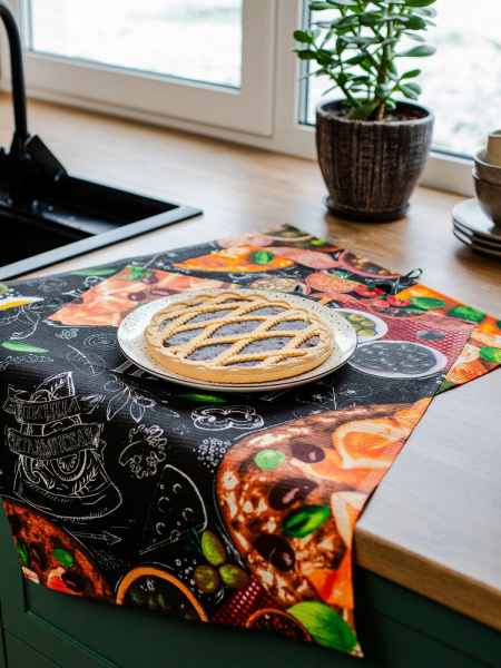 Комплект вафельных полотенец 48*60 см, 3 штуки (Пицца)