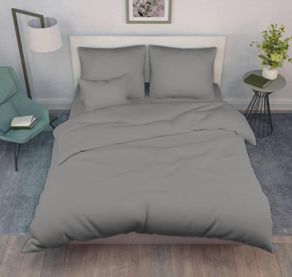 Наволочка 40*60 см, однотонная бязь ГОСТ (Серый цвет)