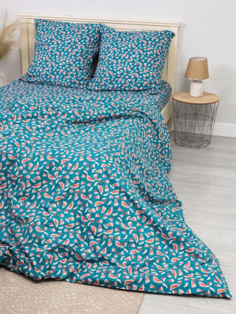 Наволочка 40*60 см, перкаль, детская расцветка (Арбузики, бирюзовый)