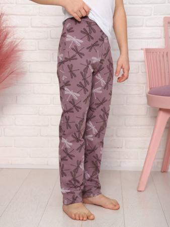 Брюки пижамные детские, модель 325, трикотаж (Стрекоза, лиловый)