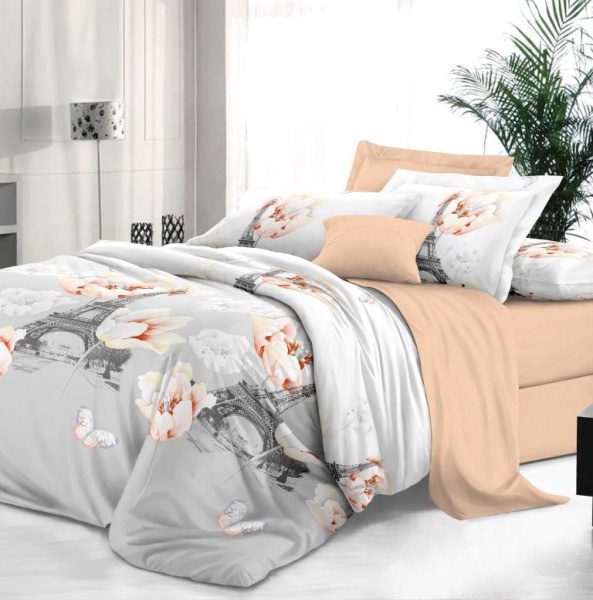 Комплект постельного белья Семейный, сатин "Престиж" (Парижский шик)