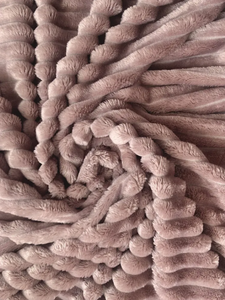 Плед 175*210 см, Велсофт - жаккард, Нежность (Пудра-страйп)