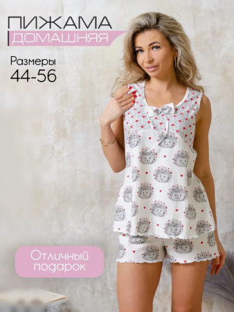Пижама ночная женская, модель 440, трикотаж (Ёжики)