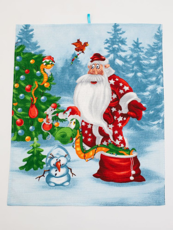 Комплект вафельных полотенец 48*60 см, 3 штуки (Веселый праздник)