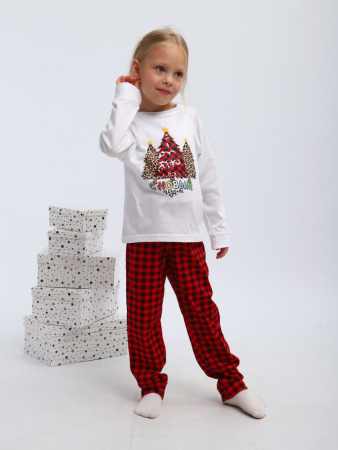 Пижама детская, модель 324, трикотаж (Нарядные ёлочки)