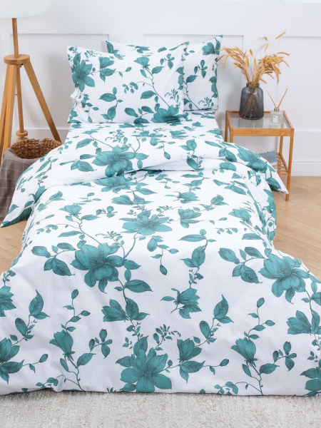 Наволочка 40*60 см, бязь "Комфорт" (Грация, зеленый)