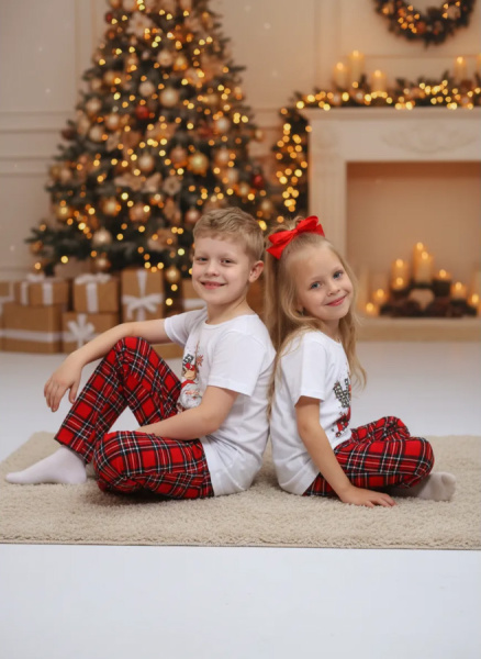 Пижама детская, модель 328, трикотаж (Новый год)