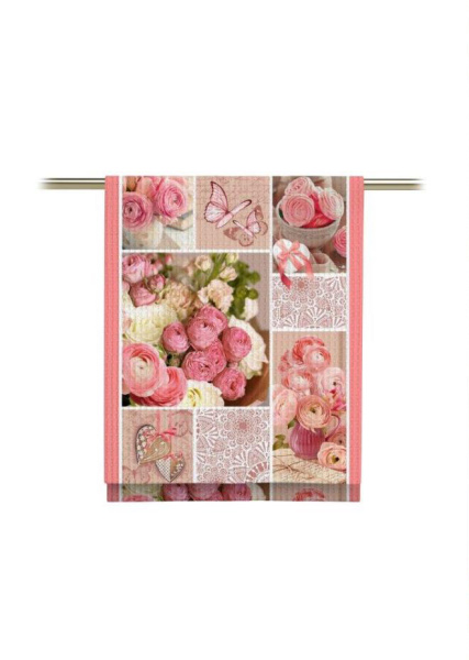 Полотенце 50*70 вафельное (Розовый пэчворк)