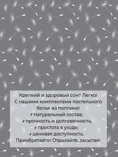 Комплект постельного белья 2-спальный, на молнии, поплин (Пушинка)