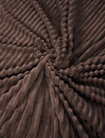 Плед 175*210 см, Велсофт - жаккард, Нежность (Шоколад-страйп)