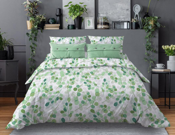 Пододеяльник 1,5-спальный, с вырезом "ромб", бязь "Комфорт" (Эвкалипт, зеленый)