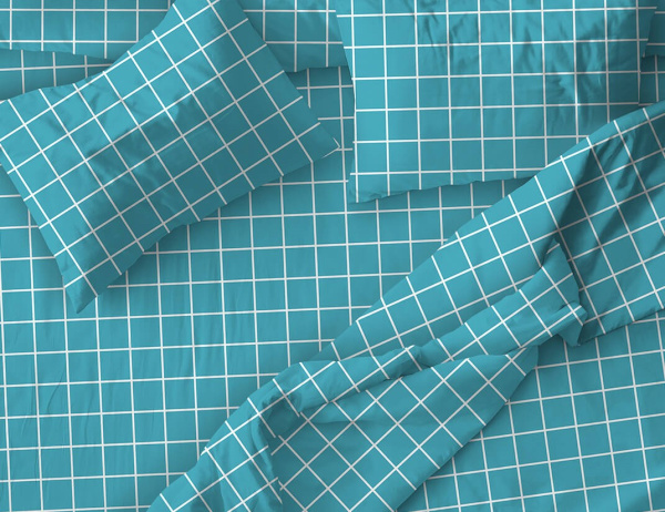 Простыня Евро, бязь "Комфорт" (Таттерсол, морская волна)