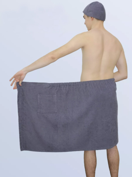 Комплект для сауны мужской,100% хлопок (Серый                )