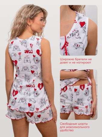 Пижама ночная женская, модель 440, трикотаж (Котики)