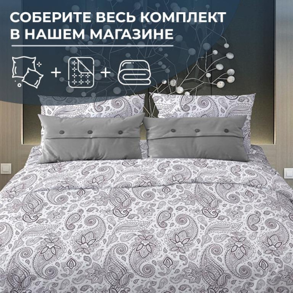 Простыня на резинке 090*200 см, бязь "Комфорт 150 см", борт 25 см (Восточные огурцы, белый)