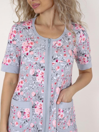 Халат женский, модель 124,трикотаж  (Розы)