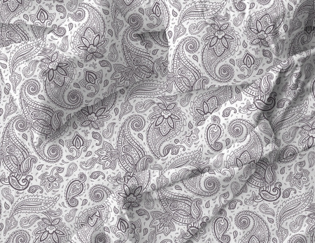 Простыня на резинке 090*200 см, бязь "Комфорт 150 см", борт 25 см (Восточные огурцы, белый)