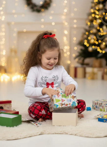 Пижама детская, модель 324, трикотаж (Олень Гламур)