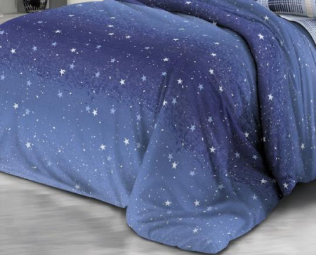 Пододеяльник Евро 200*220 см, на молнии, поплин (Ночное небо (основа))