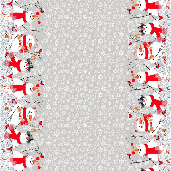 Скатерть 150*150 см, рогожка (Снеговики)