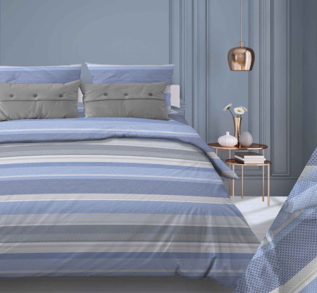 Пододеяльник Евромакси 240*220 см, поплин (Бриз, синий)