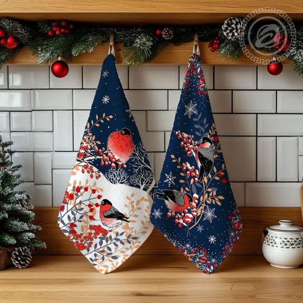 Комплект полотенец 48*60 см, 3 шт., рогожка (Колядки)