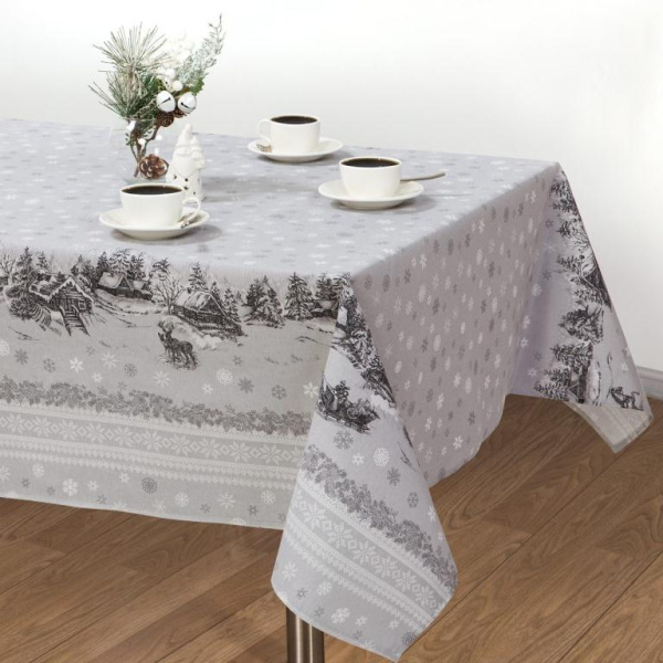 Скатерть 150*180 см, рогожка (Сочельник, цвет льна)