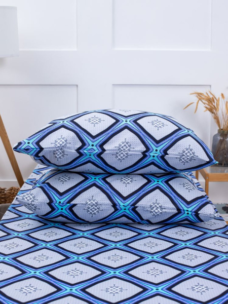 Наволочка 40*60 см, бязь "Комфорт" (Панно, бирюзовый)