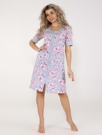 Халат женский, модель 124,трикотаж  (Розы)