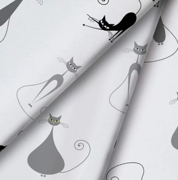 Пододеяльник 2-спальный на молнии, поплин (Кошечка (основа))