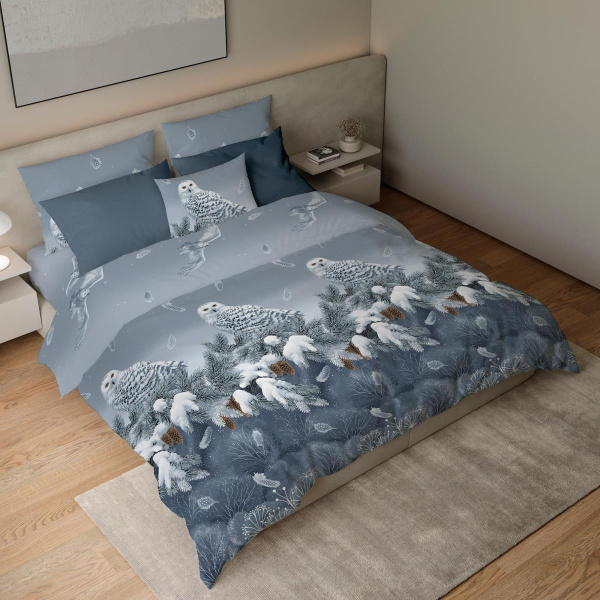 Комплект постельного белья Семейный, перкаль (Совушка)