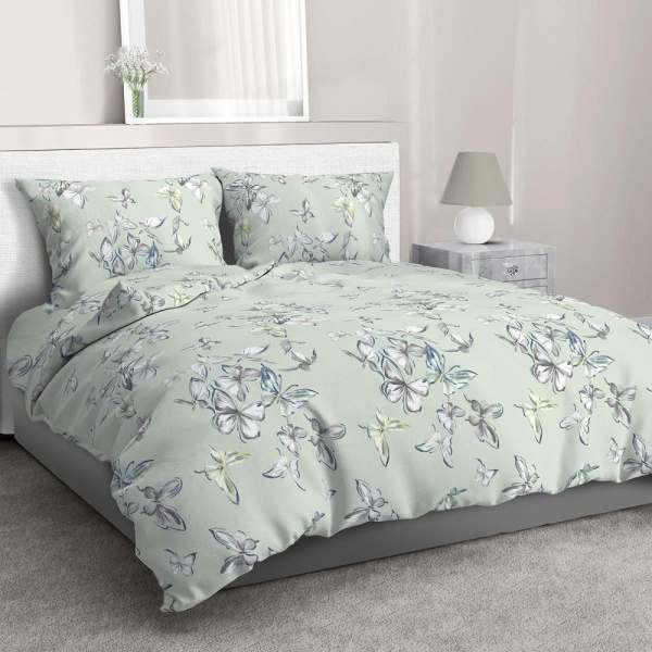 Комплект постельного белья 1,5-спальный, перкаль (Астерия, мятный)