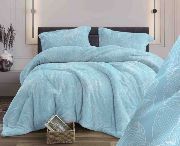 Пододеяльник 1,5-спальный, поплин (Вернисаж, голубой)