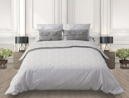 Простыня на резинке 180*200 см, бязь "Комфорт", борт 25 см (Натурель, светло-серый)