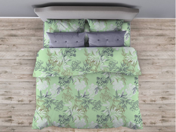 Пододеяльник Евро 200*220 см, бязь "Комфорт" (Симфония, зеленый)